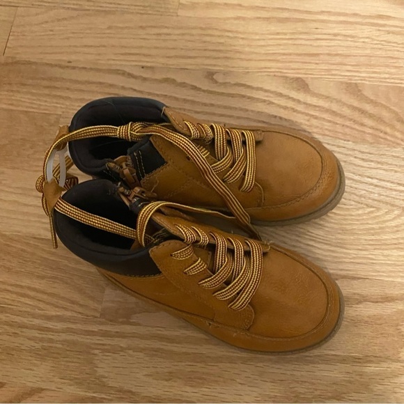 Carter’s Tan Work Boots Sz 11 Zipper Back Lace Up Kids Boys - Picture 3 of 8